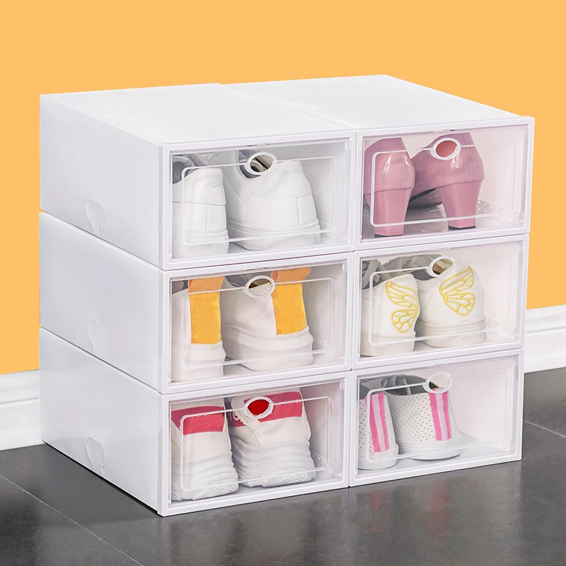 

6 шт. ящик для хранения обуви коробки Прозрачного Пластика стеллаж для обуви Органайзер держатель для обуви контейнеры стеллаж для хранения...