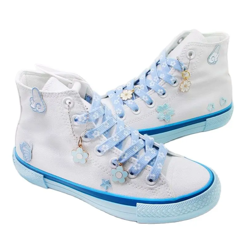 Fashion Style Cherry Blossom Pink AF1 Shoelace High-Cut Low-Cut Original Female Flower Lace Decorative Buckle Female Shoelace