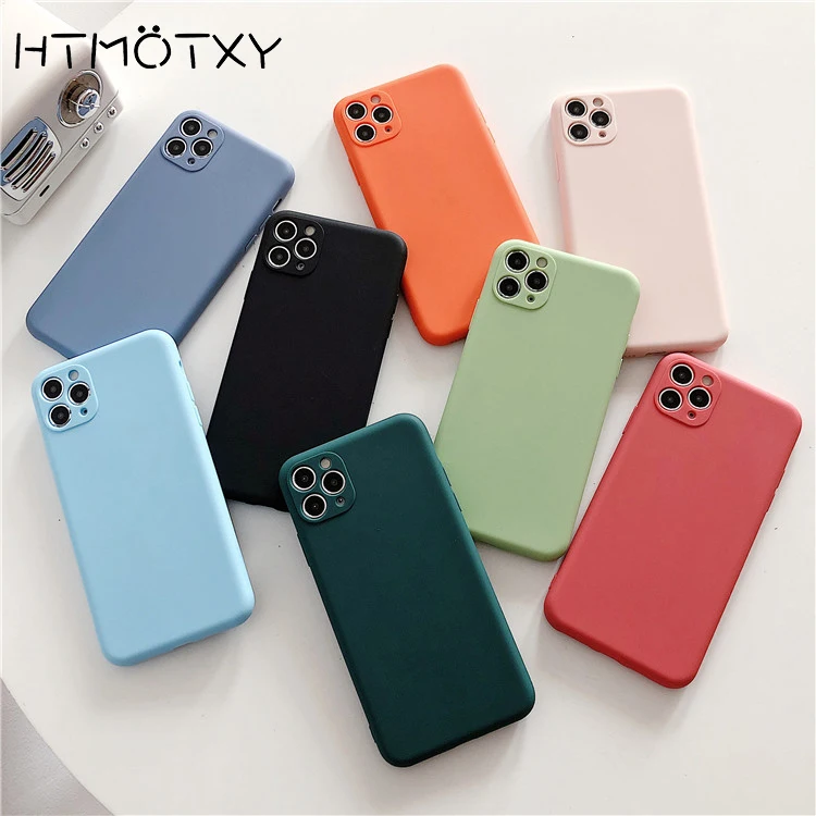 Защитный чехол ярких цветов для iPhone 11 Pro Max мягкий матовый из ТПУ 7 8 Plus XR X XS задняя