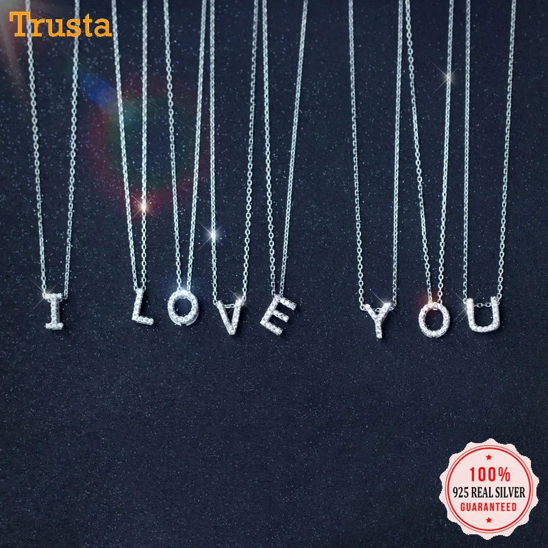 Trusta,,, 925, твердое Стерлинговое Серебро, ювелирное изделие, буква, кулон, имя, ожерелье, подарок для девочки-подростка, подруги, день рождения, леди, DS1543