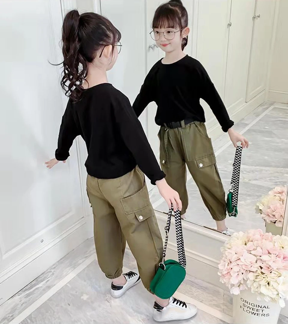 

Children Girs Clothes High Quality Baby Girl Suit Solid Color Spring Autumn Long Sleeve T shirt +Pants 2Pcs Kids Clothing Set
