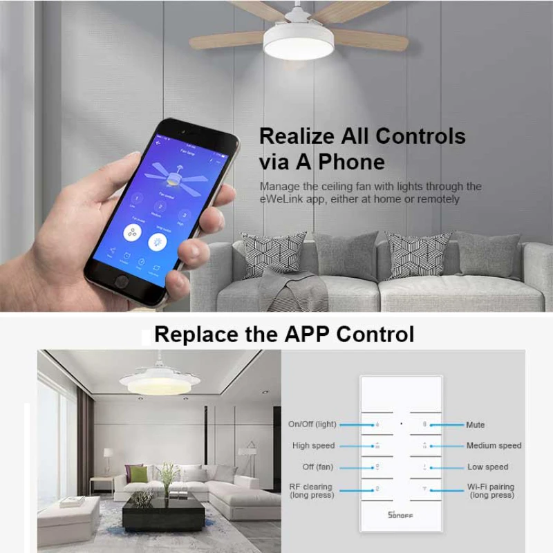 SONOFF IFan03 умный Wi-Fi потолочный вентилятор и выключатель света контроллер Поддержка PF 433 МГц умный контроллер домашний автоматический