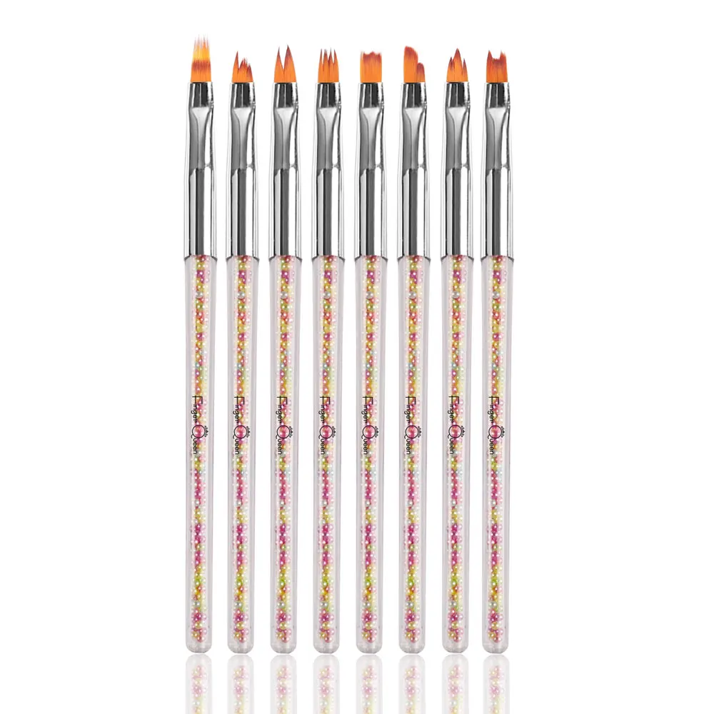 

8pcs Pattern Brushes 8 Different Sizes Gradient Brushes Suitable for Professional Salon or Home Use Serrated Nail Brush