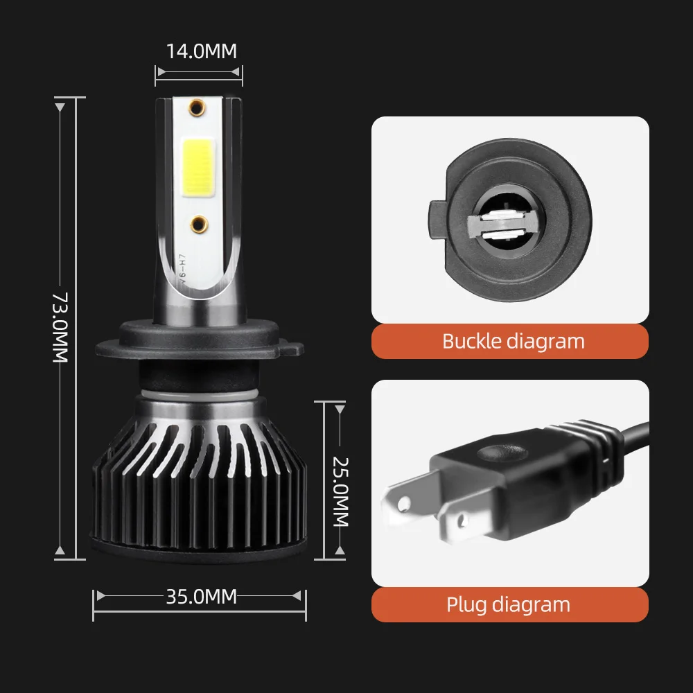 2 шт. Автомобильные светодиодные лампы H1 H3 H4 H7 H8 H11 HB3 9005 HB4 9006|Передние LED-фары для