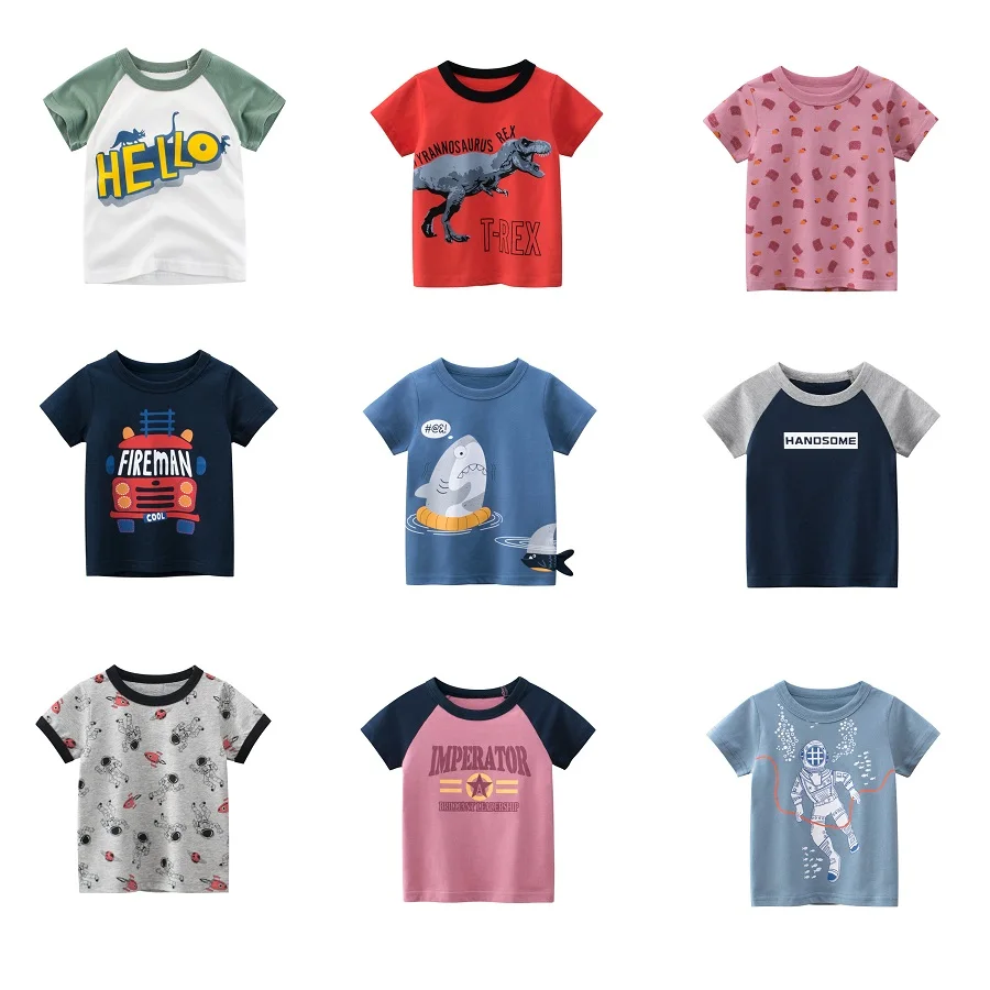 

2021 new children's T-shirt top summer cartoon printing pure cotton short-sleeved fashion cute multicolor hot selling top