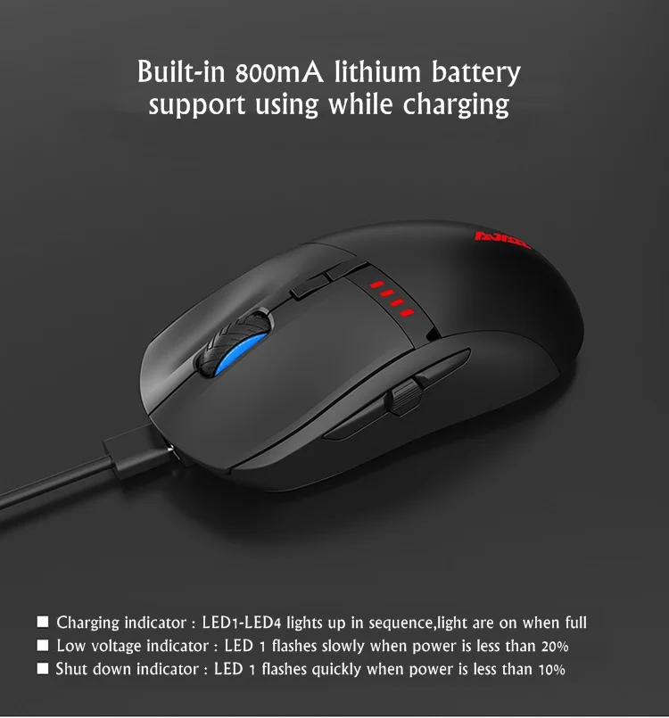 Все новые 16000 dpi Ajazz I305 Pro перезаряжаемая 2,4 ГГц/Проводная Двухрежимная esport Гейминг мышь ноутбук мышь для ПК макро-программа
