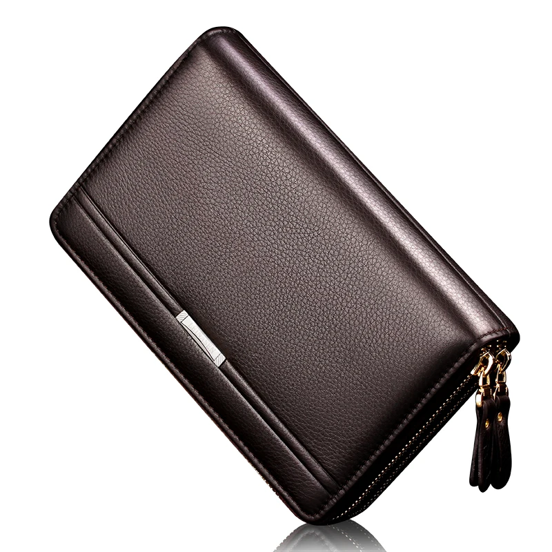 Weysfor Men Wallets With Coin Pocket Long Zipper Purse Men Clutch Business Male Wallet Double Zipper Vintage Large Wallet Purse