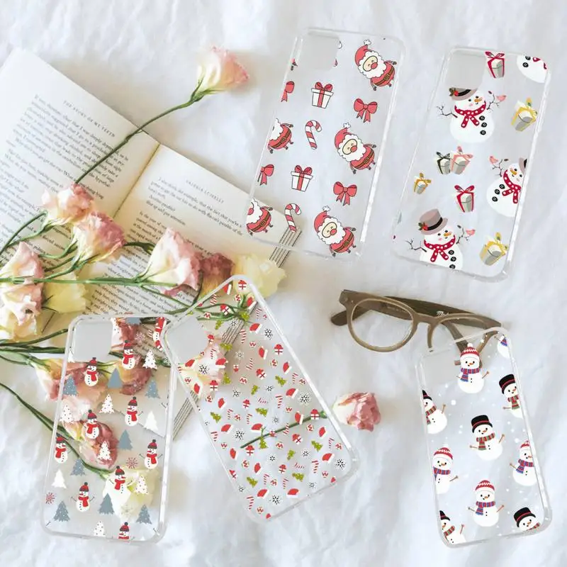 

Christmas snowman deer cute cartoon Phone Case Transparent for iPhone 7 8 11 12 13 s mini pro X XS XR MAX Plus