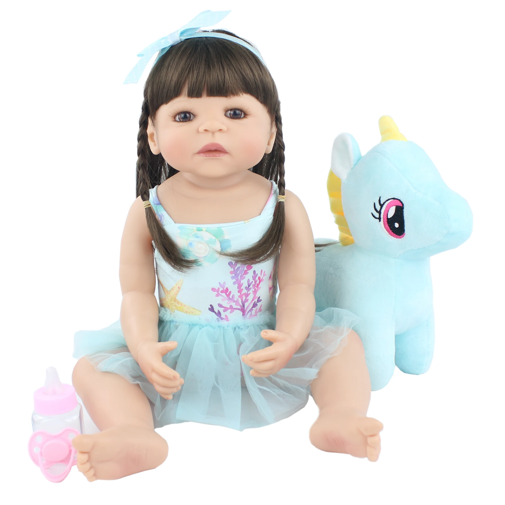 55 см силиконовый Reborn Baby Doll игрушка винил принцесса единорог дети девочка купи