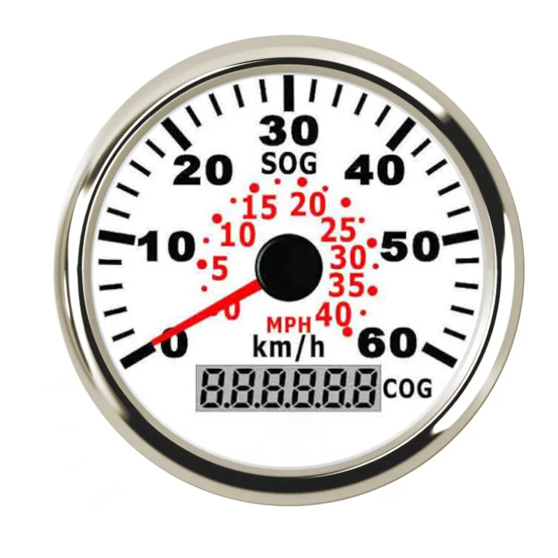 White Silver 85 мм Автомобильная лодка 60KMH gps спидометр одометр спидометр с красной подсветкой для мотоцикла Авто Грузовик яхта 9~ 32 В - Color: White Silver