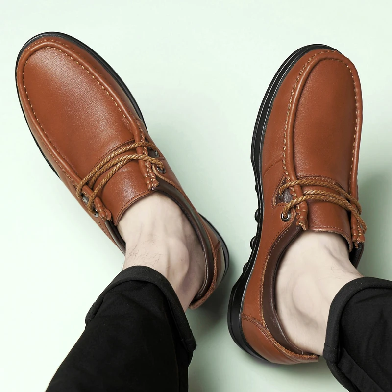 

Hot Sell Mens Genuine Leather Shoes Minimalist Design Leather Men Dress Shoes Loafers Formal Business Oxfords Shoes 2019 New