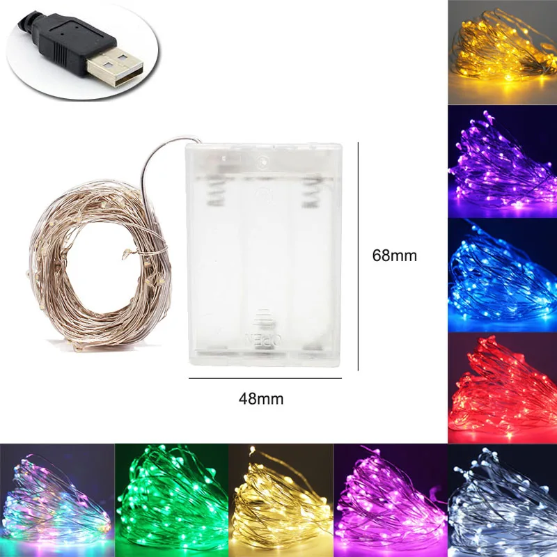 USB CR2032 1 м 2 5 10 рождественские гирлянды светодиодные Рождественские Праздничные