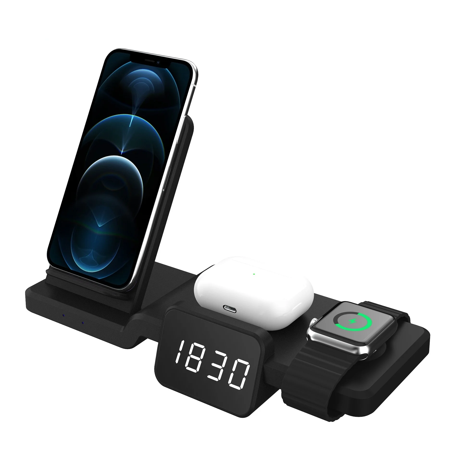 

5 in1 Qi Wireless Charger For Apple Watch 6 5 4 3 2 Fast Charging Dock Station for iPhone 8 Pus X XS XR 11 Pro MAX 12