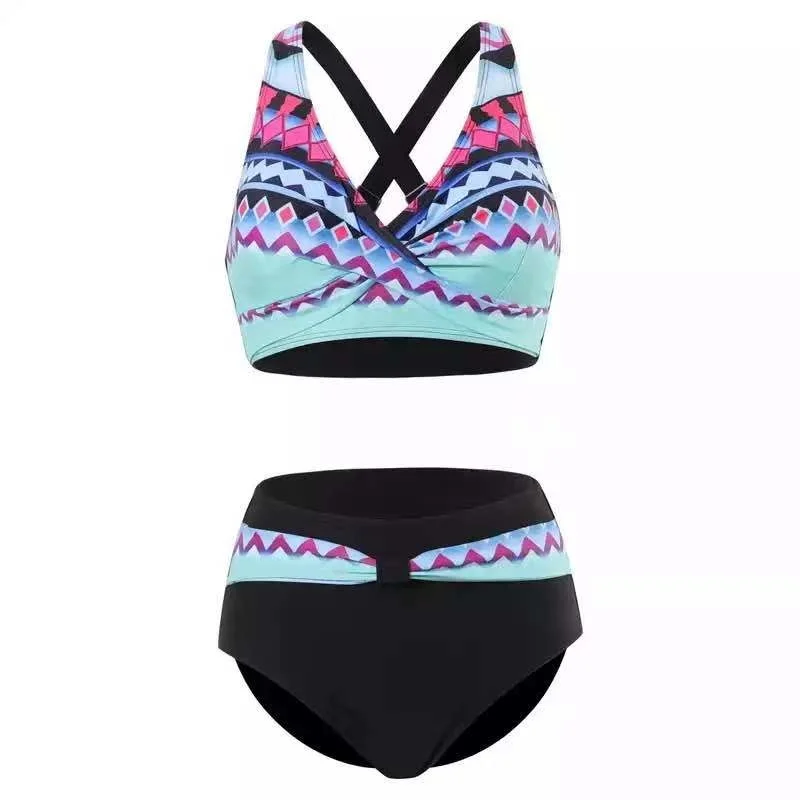 

Plus Size Bikini Women High Waist Swimsuit Female 2021 New Cross Bikinis Set Push Up Swimwear Woman Bathing Suit Beachwear Swim