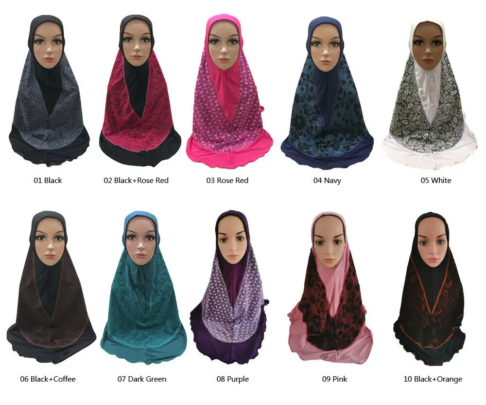 One Piece Muslim Hijab Islamic Women Under Scarf Caps Amira Bonnet Full Cover Hair Loss Hat Prayer Printed Patchwork Arab | Тематическая