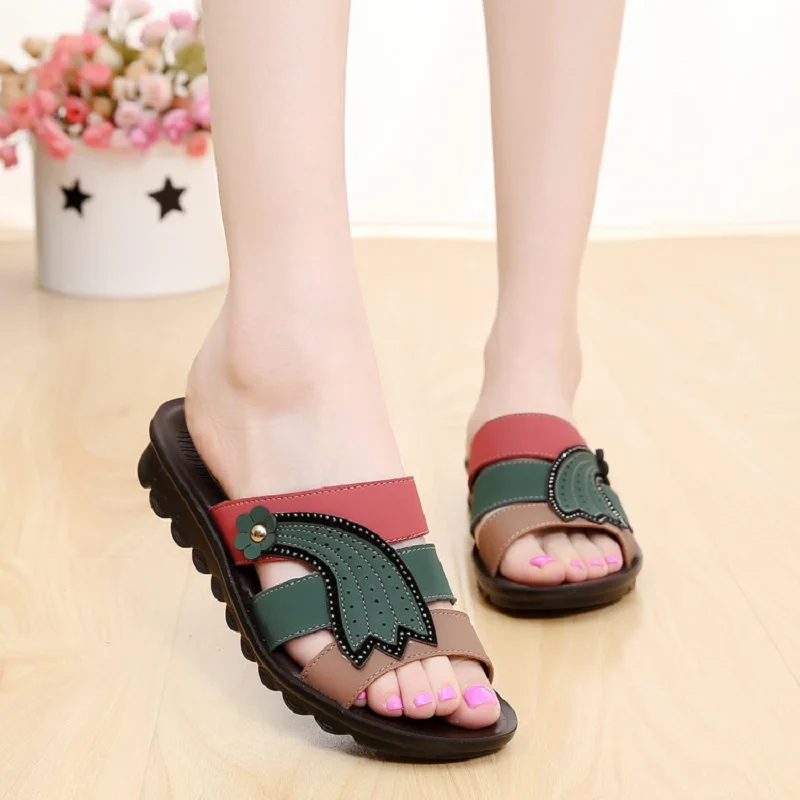 Женские сандалии на плоской мягкой подошве большие размеры для беременных лето