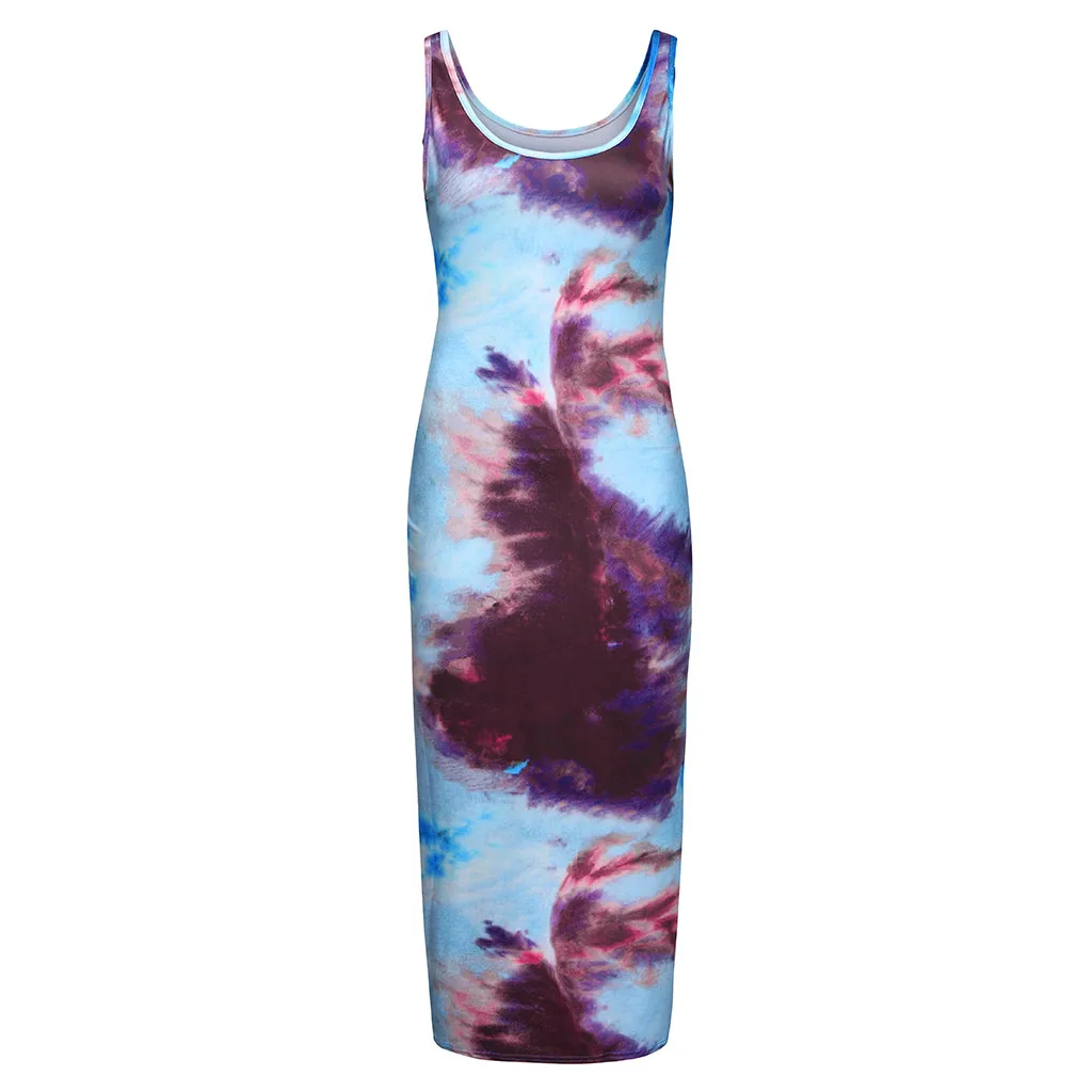 

Women Ladies Sexy Printed O-Neck Sleeveless Camisole Tank Dress