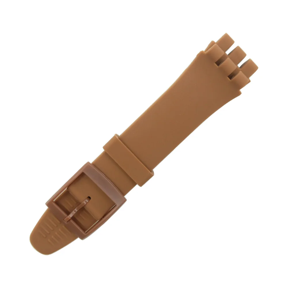 brown Наручные часы ремешок для Swatch 16 мм 17 мм 19 мм 20 мм резиновый силиконовый ремешок для часов аксессуары - Цвет ремешка: brown