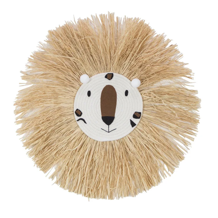 

Ins Nordic Handwork Braids Cartoon Lion Tiger Straw To Live In Wall To Hang Act The Role Of Children Room Strong Post 384319