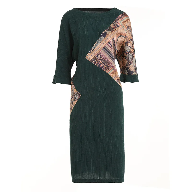 

Женское шелковое платье Gowani, Осеннее элегантное темно-зеленое платье с половинным рукавом, свободного покроя, в китайском стиле