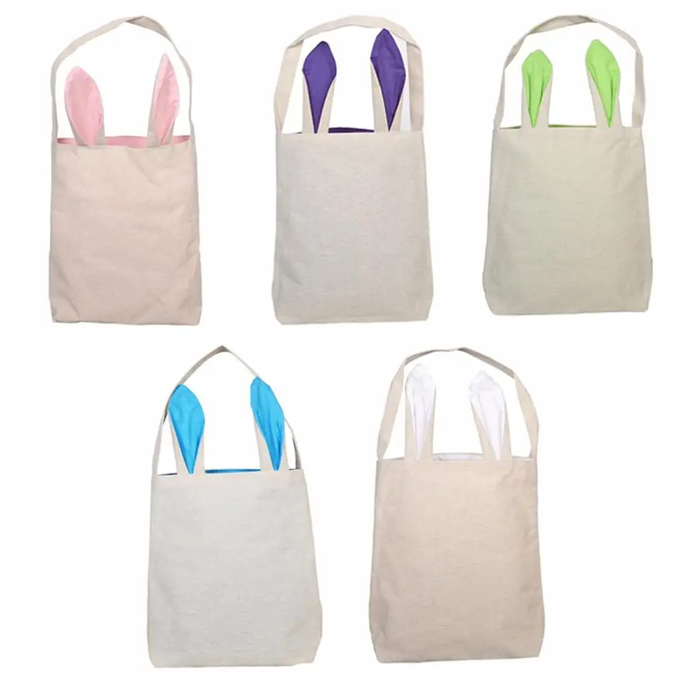 Пасхальная корзина для пасхальных яиц с джутовым полотном и кроличьими ушками |