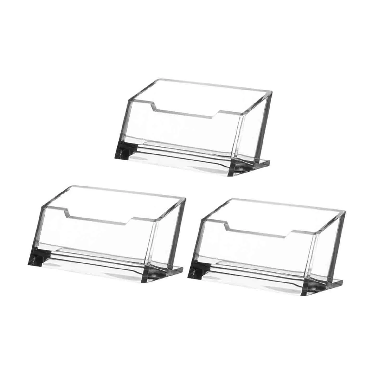 

3PCS Desktop Office Business Card Holder Stand Clear Transparent Acrylic Counter Top Display Stand Desk Storage Booklet Rack