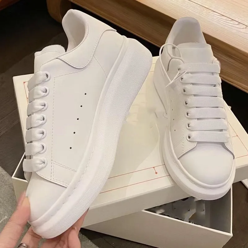 Vulcanized Shoes White Shoes Women 2021 Leather Thick-Soled Sports Spring And Summer Men And Women Same Style Women's Shoes