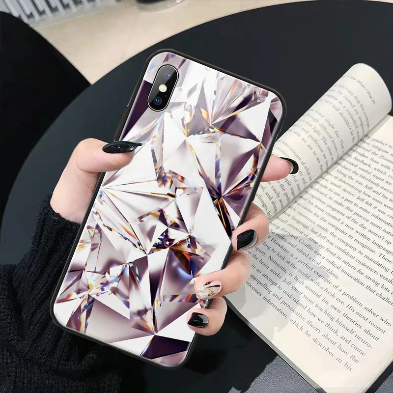 Glass Glitter Diamond Case For iphone 6 7 8 6s Plus 7plus Cover 5 5s se s X XR Xs max |