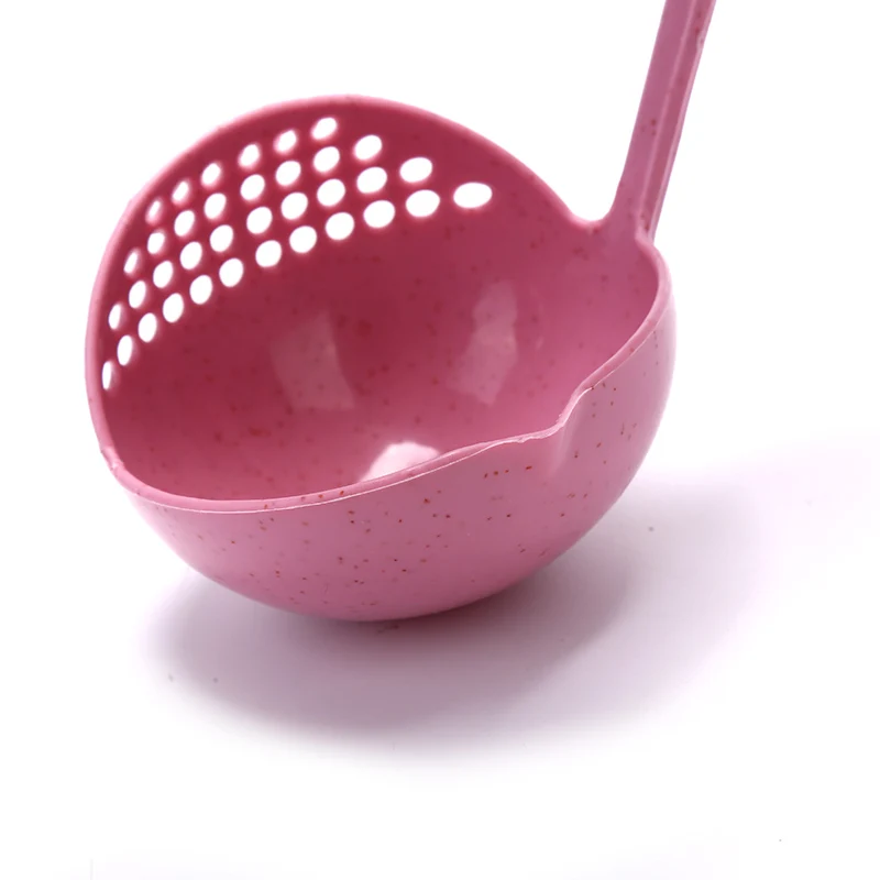 

2021 New Soup Spoon Long Handle Kitchen Strainer Solid Color Cooking Colander Kitchen Scoop Plastic Tableware Colander Hot