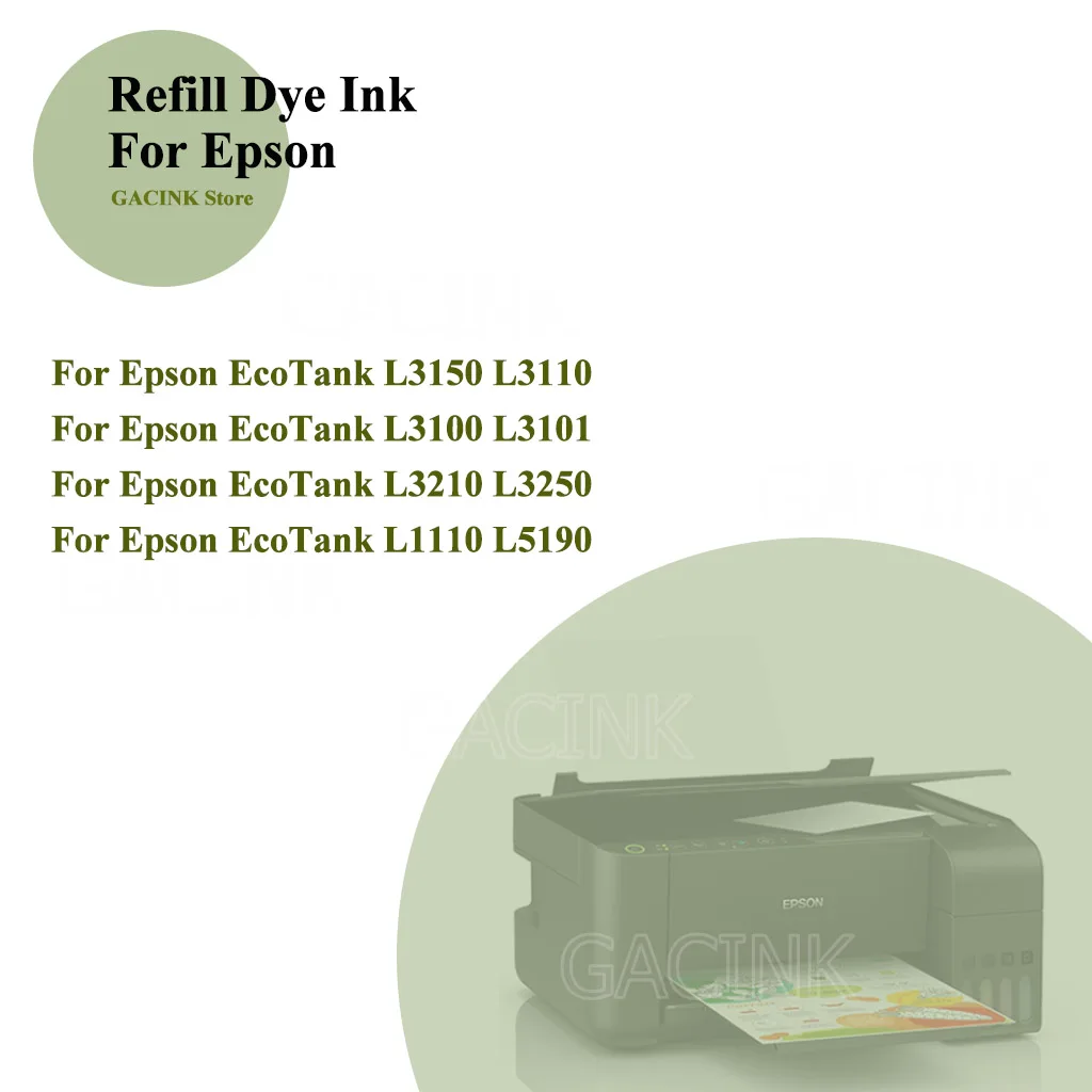 GACINK T544 544 Refill Dye Ink For Epson EcoTank L3150 L3110 L3100 L3210 L3250 L1110 5190 Desktop Dye Ink images - 6