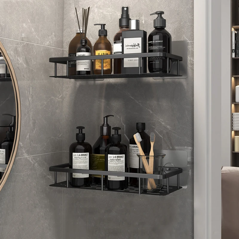 

Настенные полки для ванной комнаты, стеллаж для хранения душа, Алюминиевые черные угловые полки, держатель для туалетного шампуня, органайз...