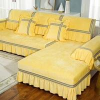 high quality yellow chenille sofa cover soft comfortable sofa towel non slip cushion pillow case combination kit thick sofa set