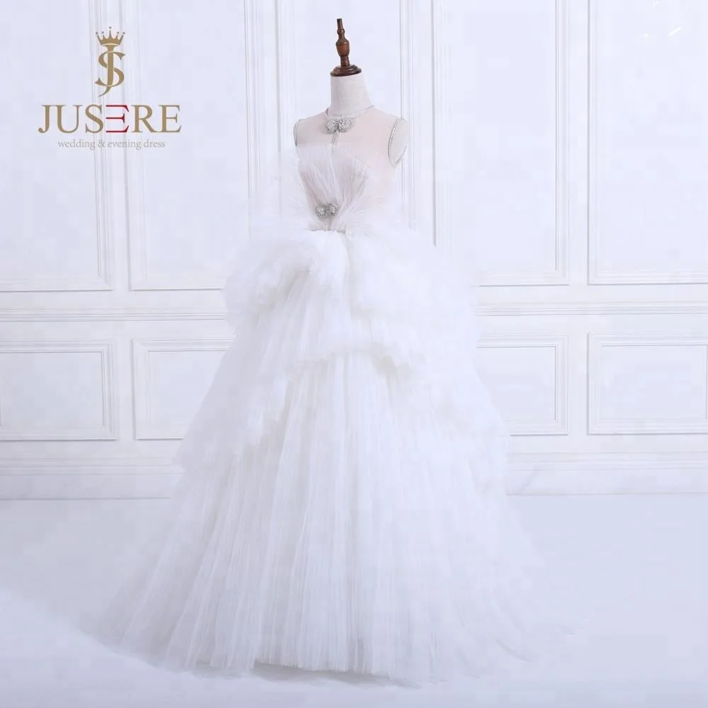 

Jusere Tulle A Line Wedding Dress simple strapless Bridal Gown backless Robe De Mariage Vestido de Noiva
