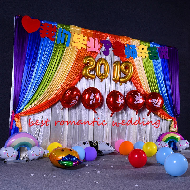 Ледяной шелк Радужный цвет Свадебный фон занавеска драпировка свадебные