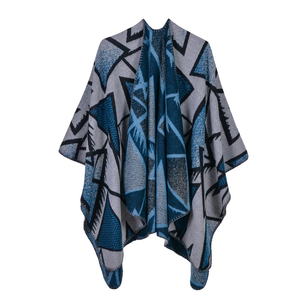 Женская Геометрическая накидка с треугольным узором модный универсальный плащ