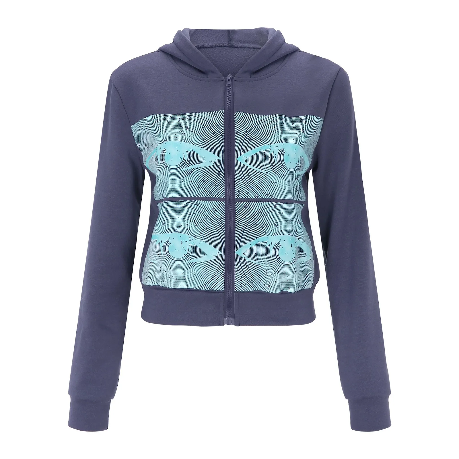 Женская тонкая спортивная толстовка с капюшоном на молнии и длинным