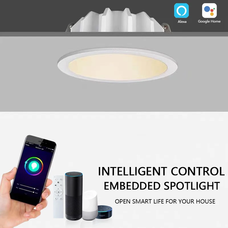 

Intelligent Voice Control Dimming And Color Matching Ultra-thin Narrow Frame Ceiling Lamp Embedded Anti Glare COB Spotlight