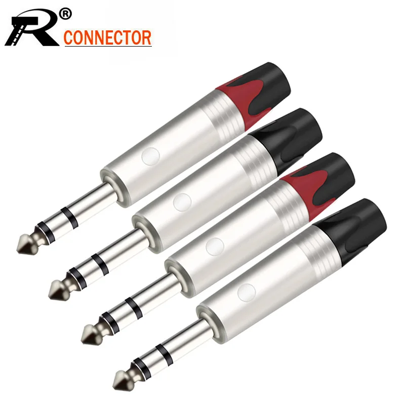 10pcsStereo Jack 6 35 мм разъем 1/4 дюйма 3 штекер припойная проволока Никель покрытием