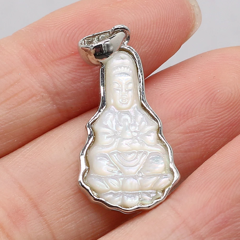 

Natural White Shell Guanyin Bodhisattva Pendant Transfer Love Crafts DIY Necklace Earrings Jewelry Accessories Gift Making