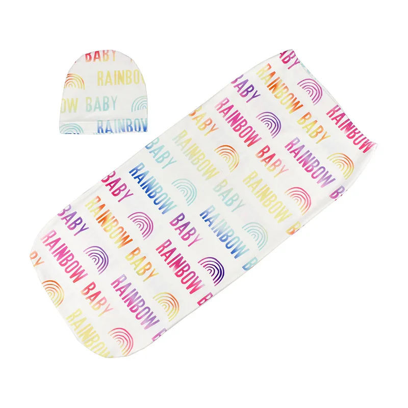 

2Pcs/Set Adorable Baby Swaddle Hat Handband Set Blanket Printed Newborn Infant Baby Boys Girls Sleeping Swaddling Sleepsack