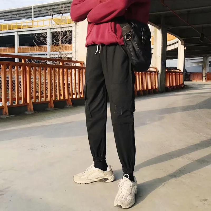 

Men's Cargo Pants Casual Streetwear Youthful vitality Ankle-Length Pants Fashion Hip Hop Harajuku jogging Sports Men Trousers