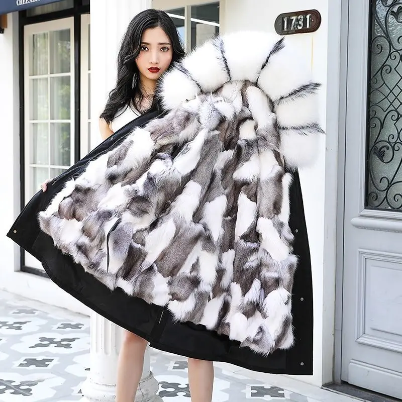 

Snow Wear Long Parkas Winter Jacket Women Fur Hood Clothing Female Real Natural Genuine Trim Lining Thick Winter Coat Women N39
