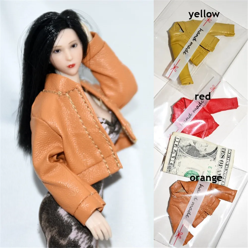 

1/12 Scale Female PU Leather Jacket Costume Model Toys fit 6 inches Action Figure Body Doll Accessory