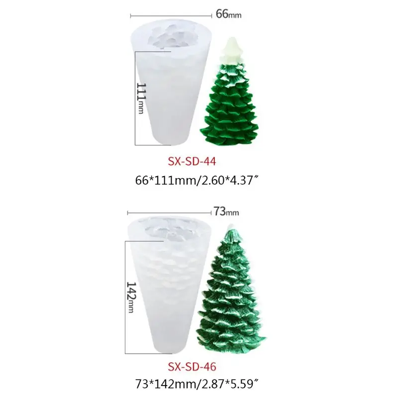 

2pcs/set 3D Christmas Tree Silicone Candle Mold Soap Clay Making DIY Cake Decor 85LA