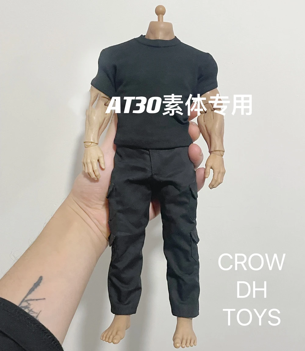 

In Stock 1/6th Black Short Sleeves Tops Pants For 12inch Strong Durable Worldbox AT030 Body Doll Collectable