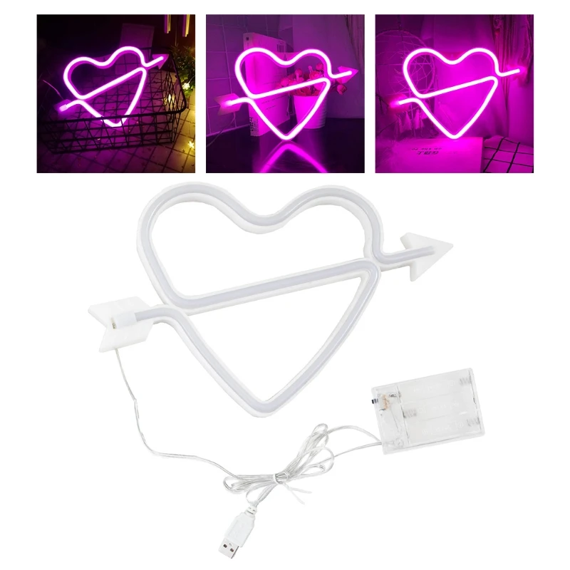 Неоновая подсветсветильник в форме сердца для украшения стен светодиодная лампа