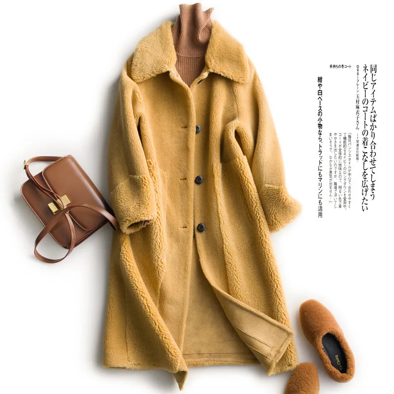

Winter Coats Women Particle Fleece Coat Wool Fur Coat Long Warm Jacket Sheep Shearling Fur Lady Casual Overcoat P150