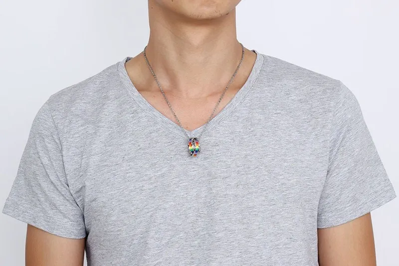 

FXM X9 silver necklace hot sell popular man woman 21mm double rround shape Rainbow lover gift women Korea style