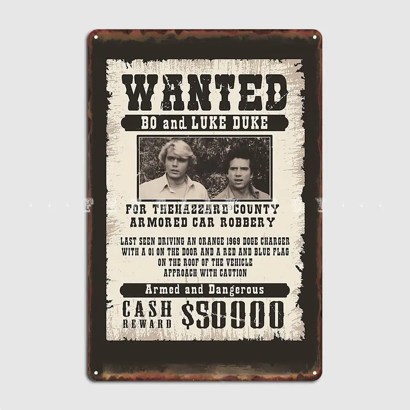 

Dukes Of Hazzard Wanted Poster Metal Plaque Poster Classic Cinema Club Wall Plaque Tin Sign Posters