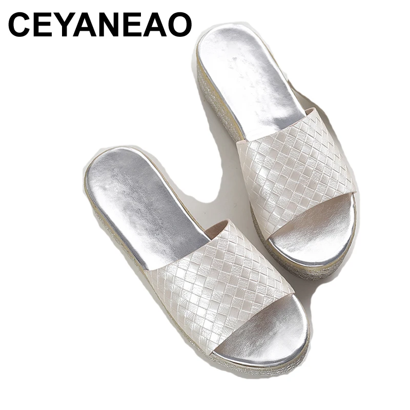 CEYANEAOFashion Женские повседневные шлепанцы на танкетке высоком каблуке 2019 летние